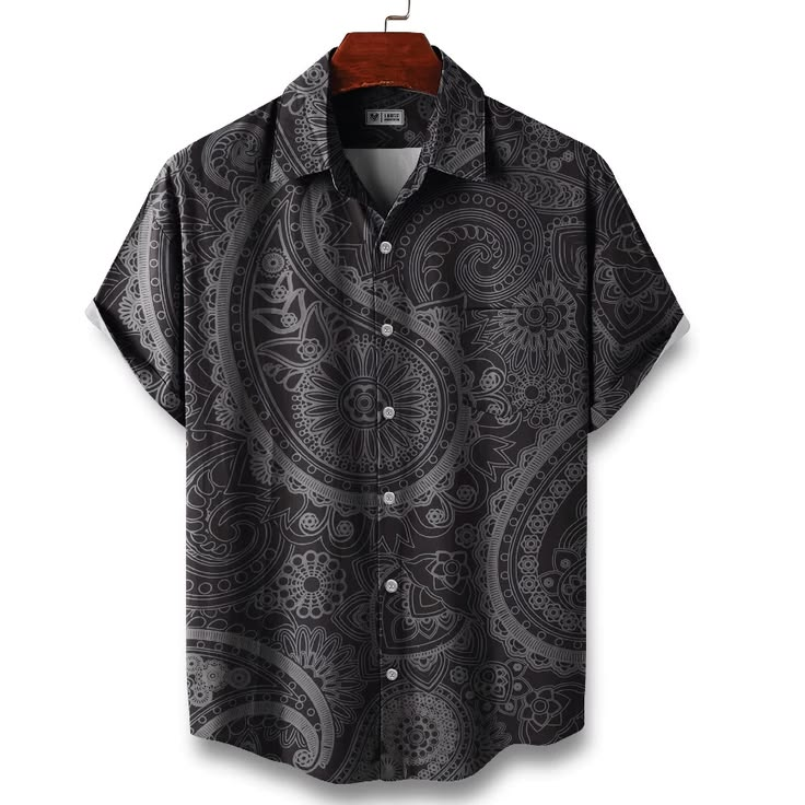 Kemeja hitam motif paisley Midnight Paisley